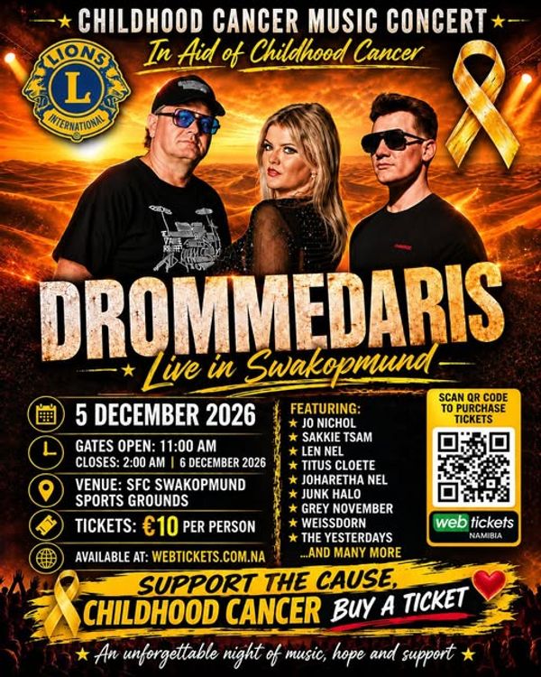 Drommedaris Live in Swakopmund — Childhood Cancer Music Concert poster