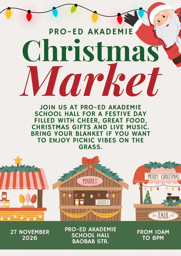 Pro-Ed Akademie Christmas Market / Kersmark poster